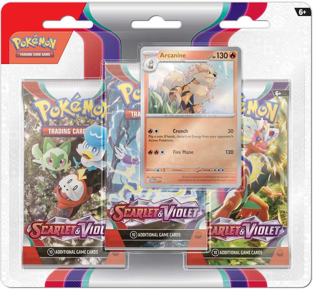 Scarlet & Violet 3 Pack Blister [Arcanine] - SV01: Scarlet & Violet Base Set (SVI)